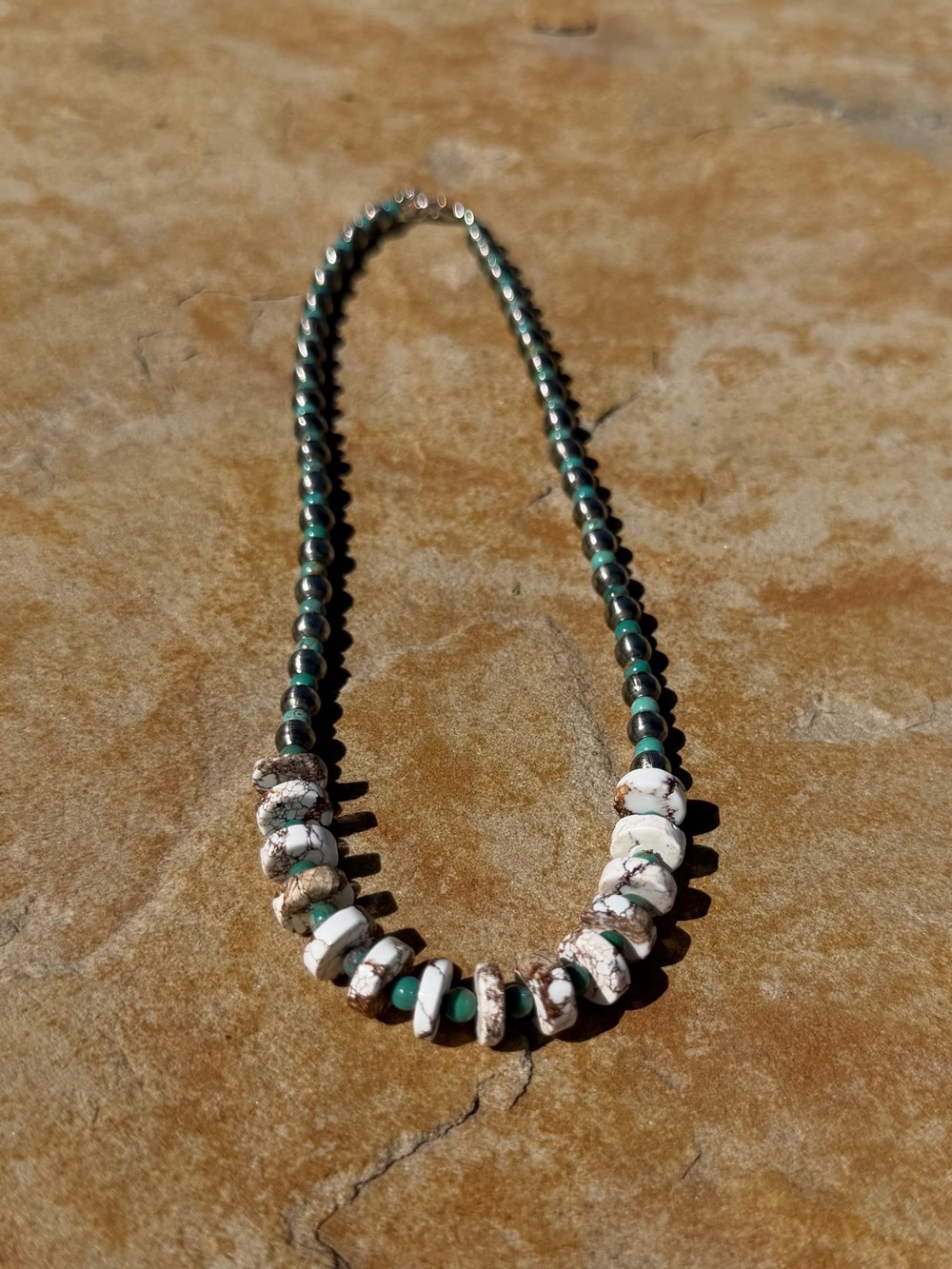 Hand-Strung Turquoise and Wild Horse Necklace - Picture 4 of 5
